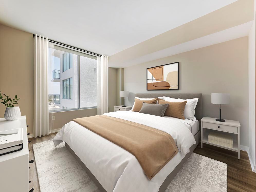 Tower Building - Renovated bedroom with hard surface flooring