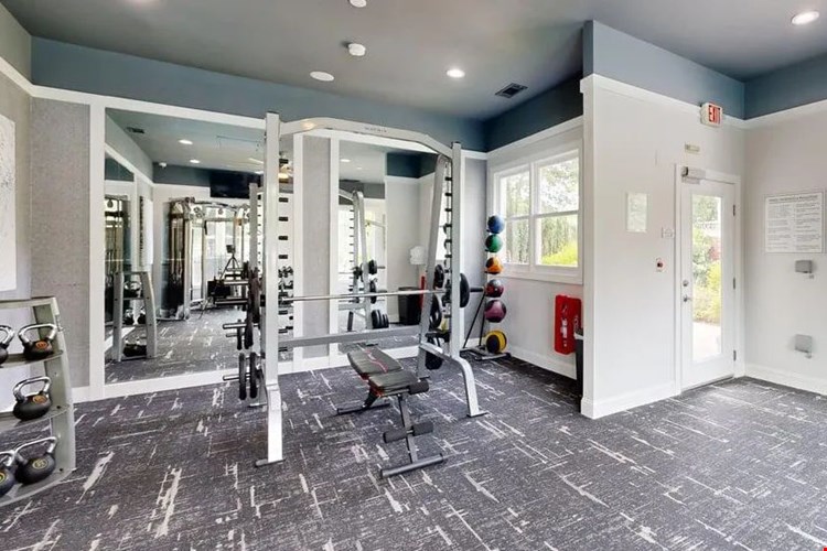 Whether it’s leg day or arm day, this thoughtfully designed gym space has what you need to challenge yourself and stay consistent.