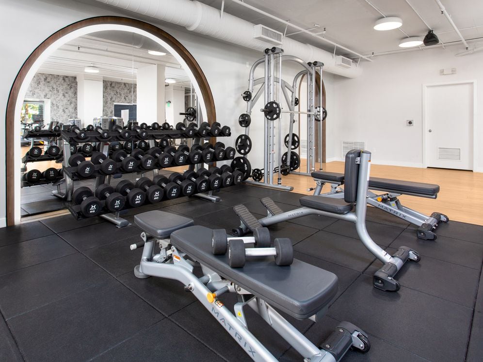 Fitness center with strength equipment