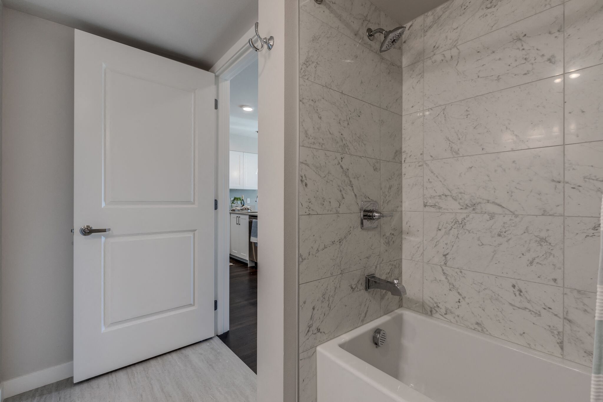 Lux Apartments standard bathroom and shower