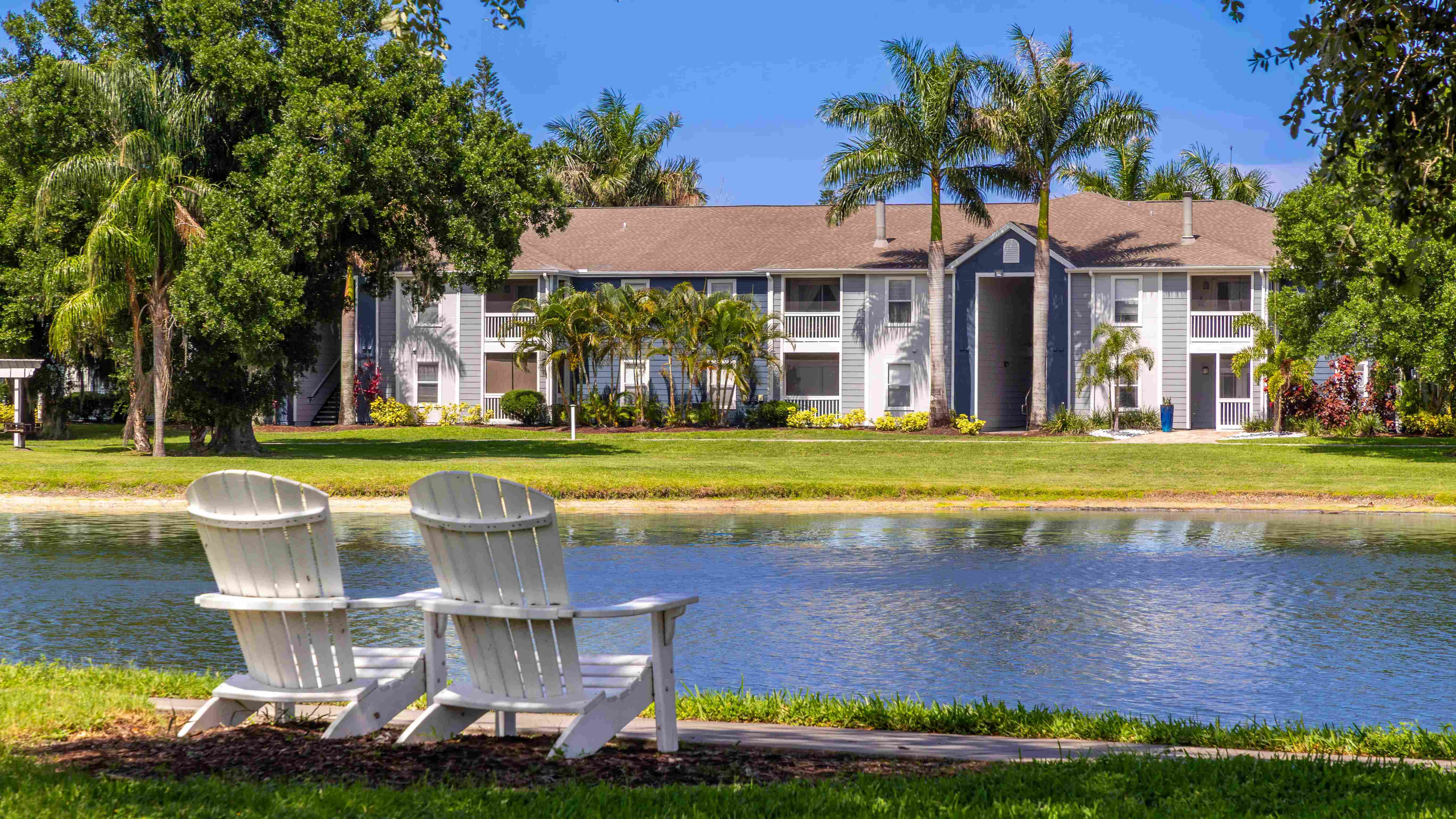 Enjoy the serenity of lakeside living with comfortable seating and scenic views of our lushly landscaped apartment community.