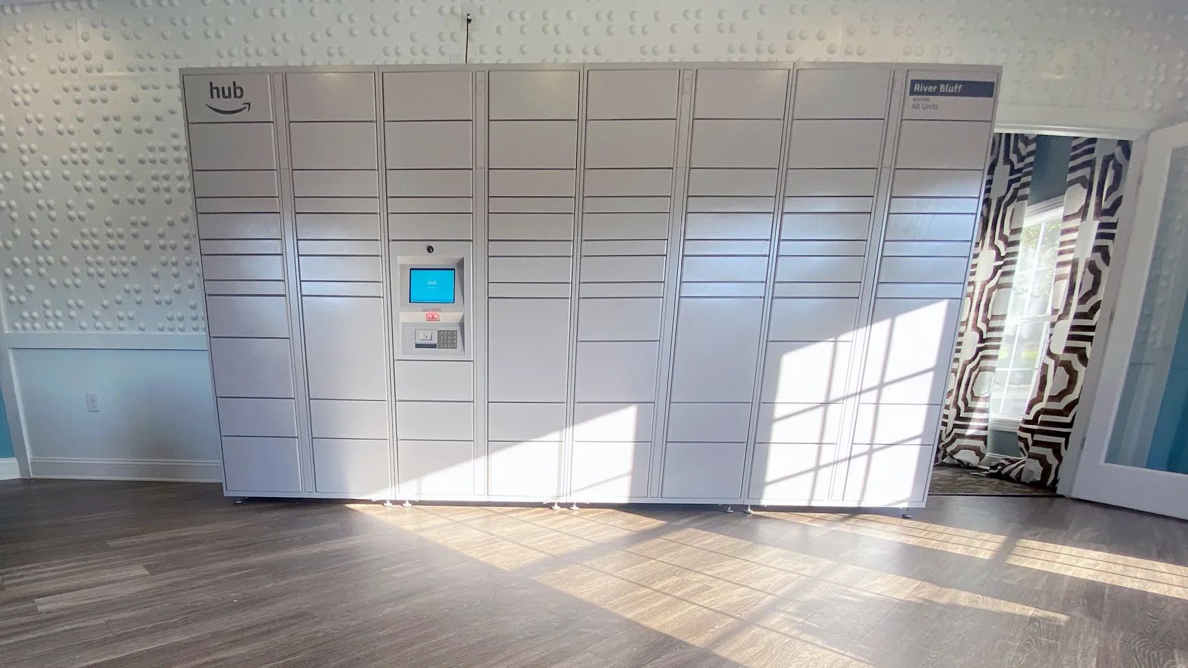 Our secure Amazon Hub Package Lockers simplify package retrieval for your convenience.
