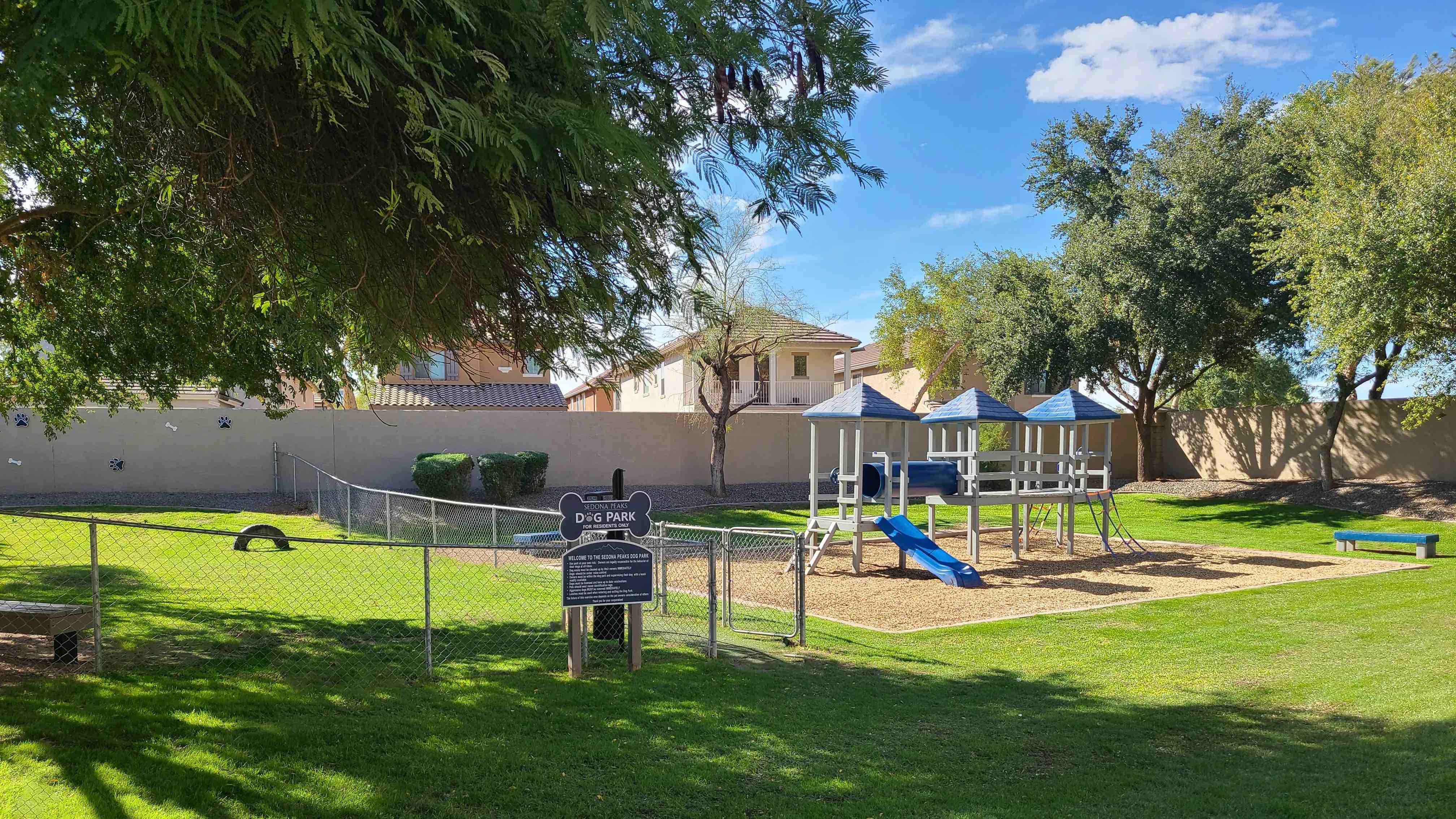 Even our four-legged residents have a dedicated play arena at our off-leash bark park complete with agility obstacles. 