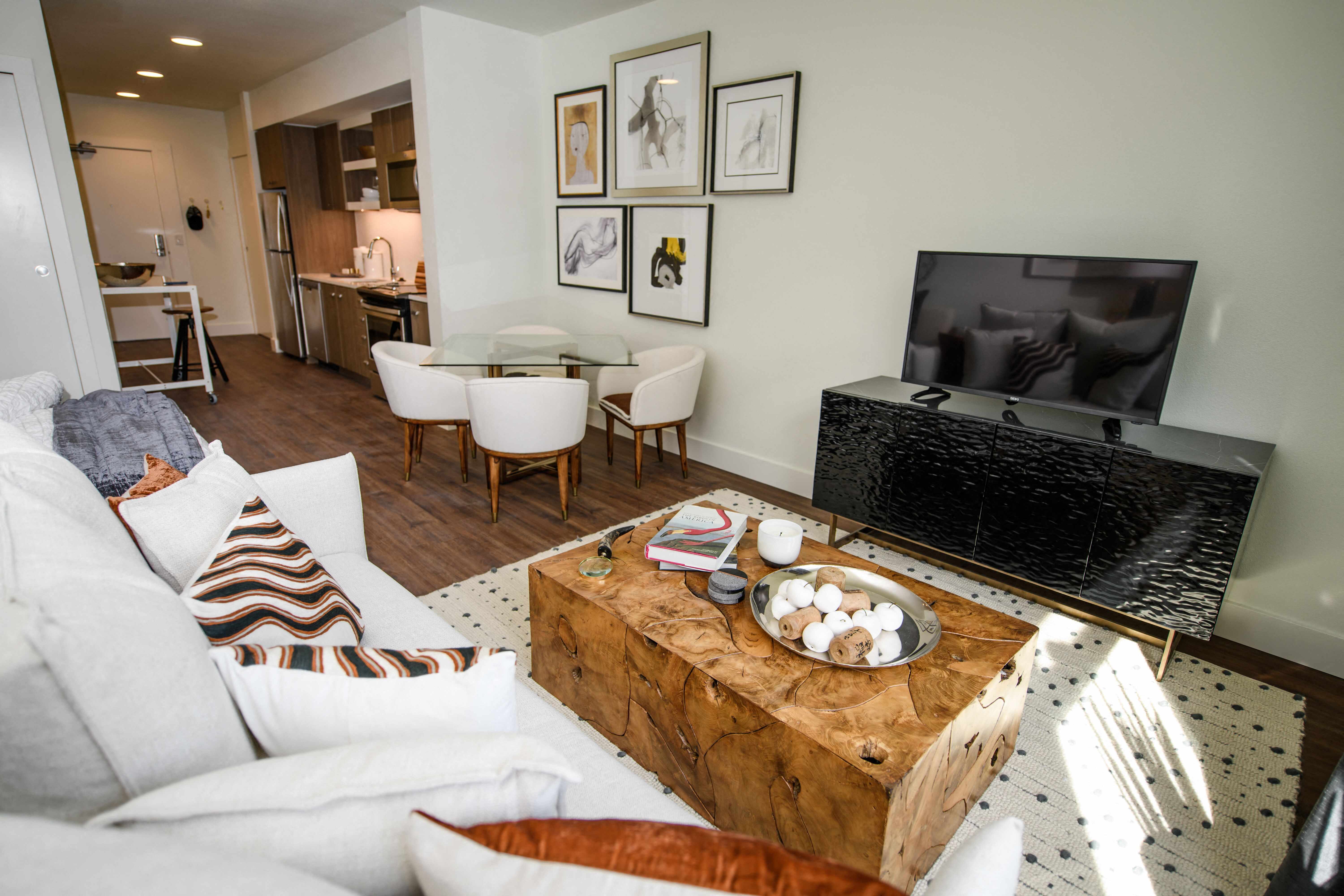 The George Besaw Apartments Model Living Room and TV
