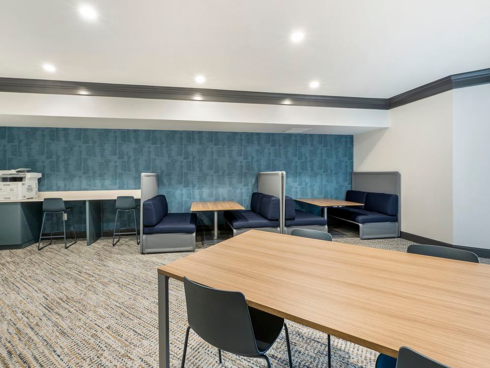 Coworking lounge with booths