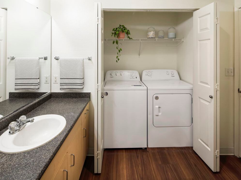 Bath with washer and dryer