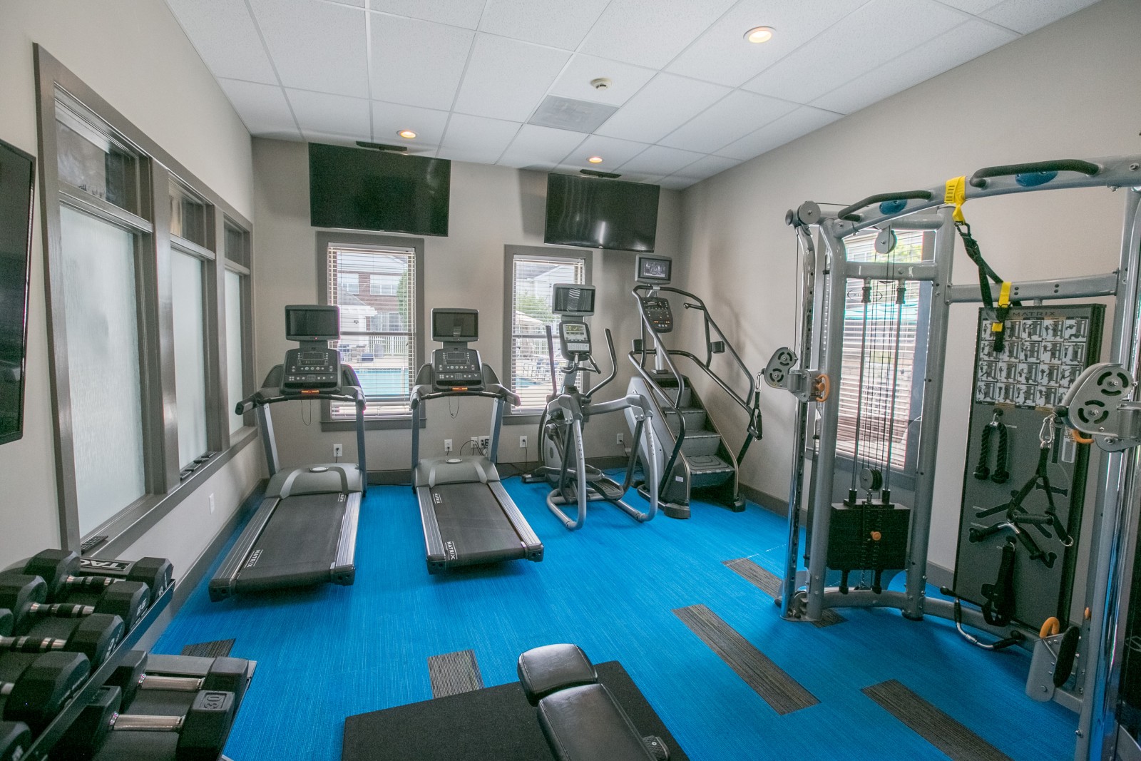 State-of-the-art fitness equipment at The Residence at Barrington in Aurora, Ohio