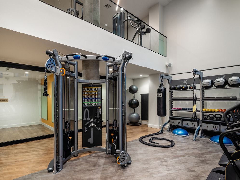 Fitness center with TRX equipment