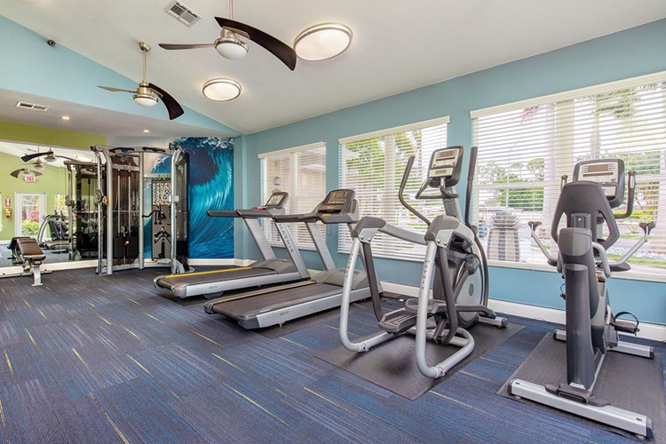 Our resident fitness center is fully equipped with all the cardio and weight training equipment you need.