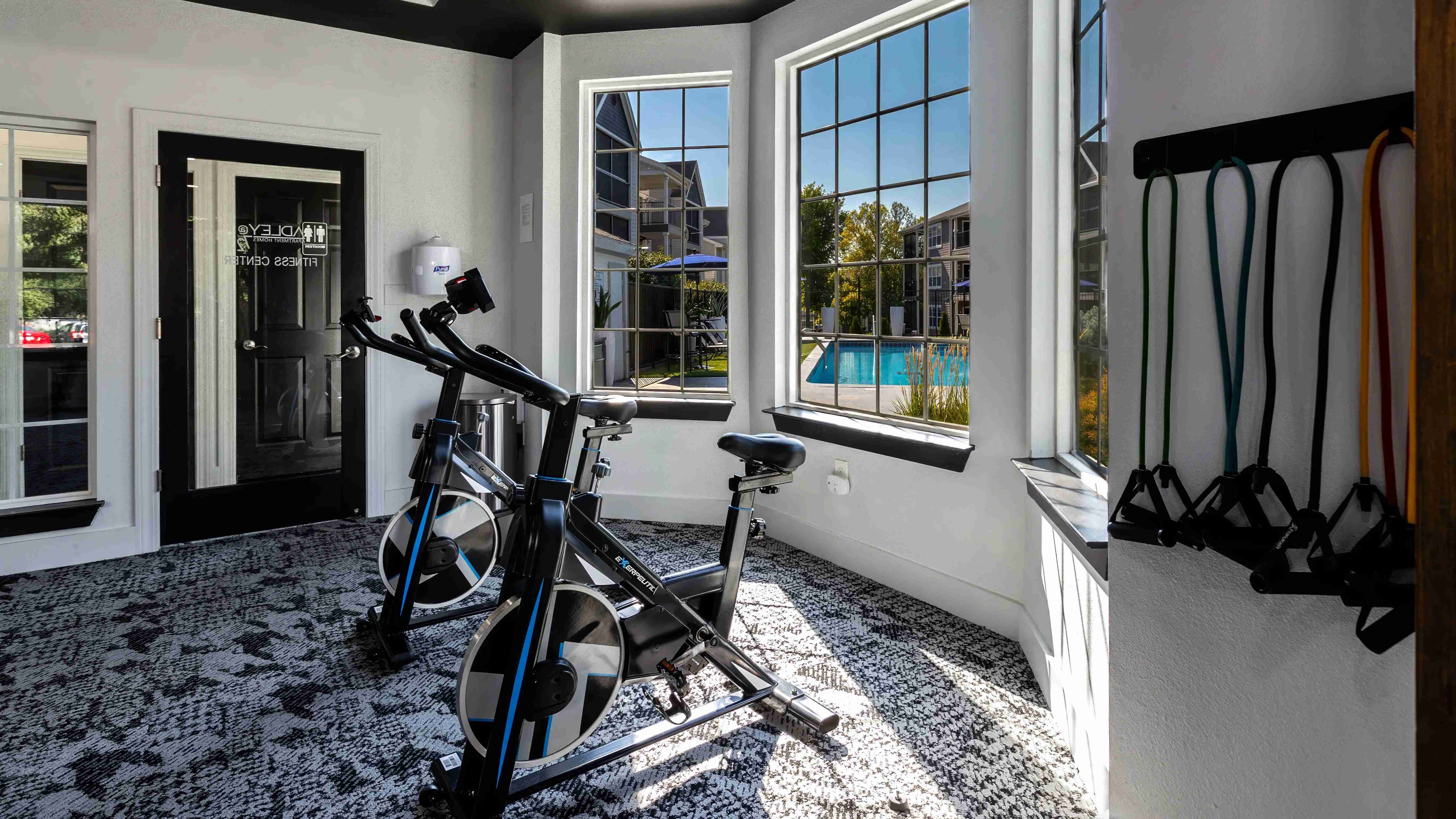 Our fitness center features  state-of-the-art equipment including spinning bikes.