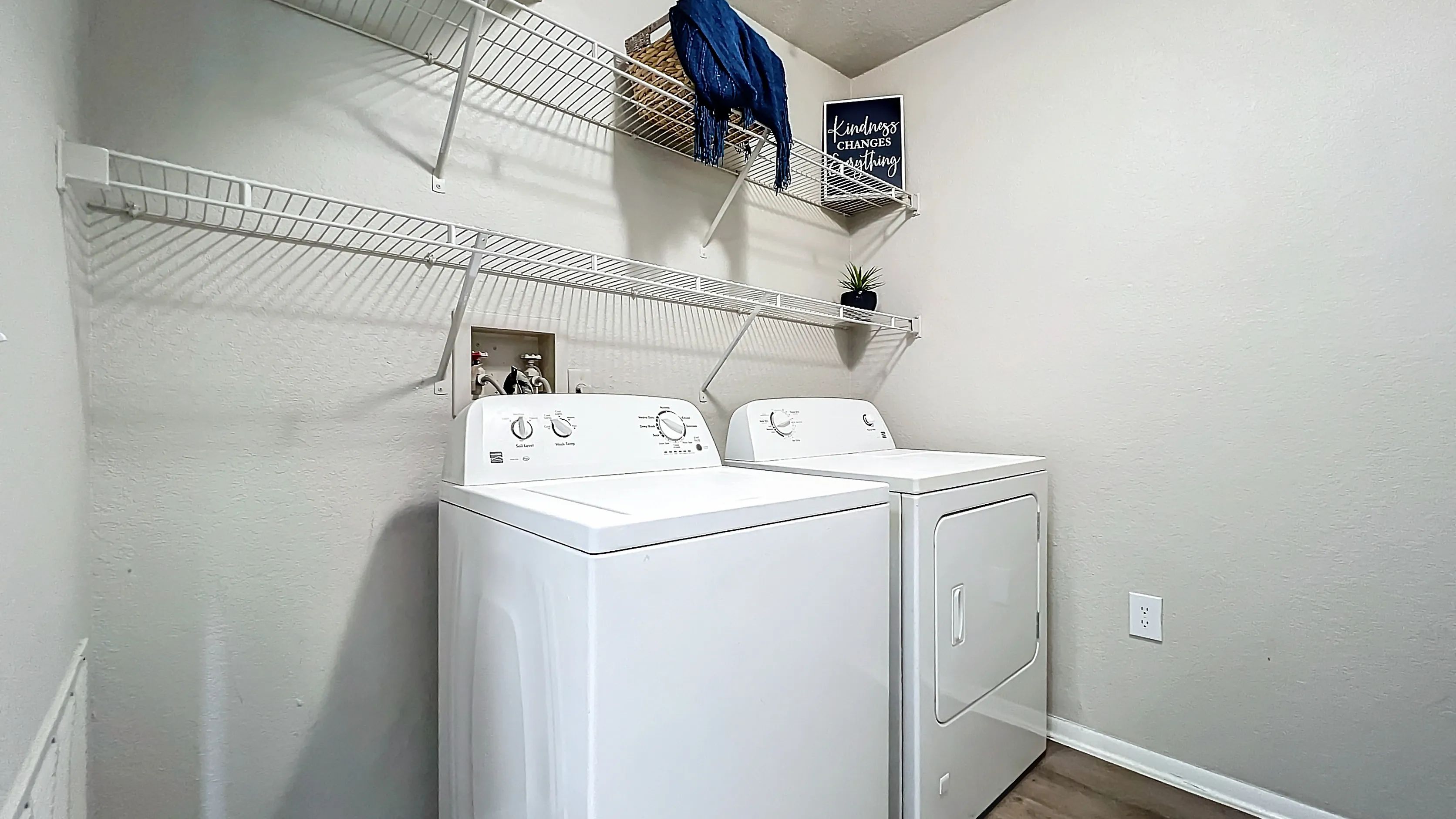 Enjoy the convenience of in-unit laundry facilities. Our spacious laundry rooms come equipped with modern washers and dryers, making laundry day a breeze.