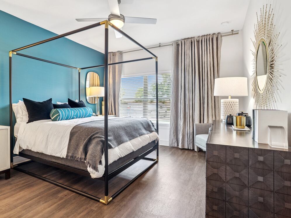 Bedroom with hard surface flooring