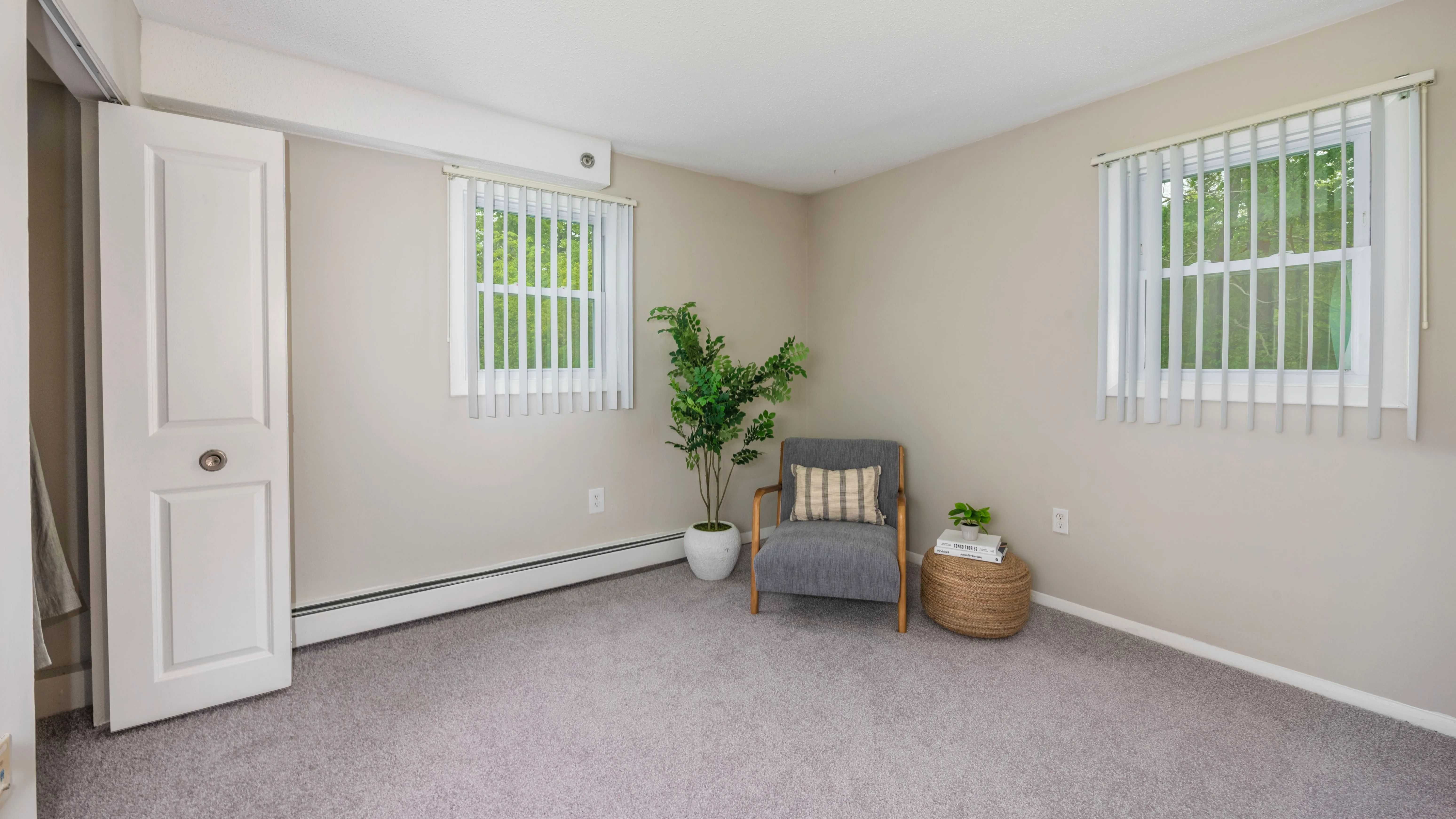 Step into your peaceful retreat with plush carpeting that warms your every step right into your luscious bed.