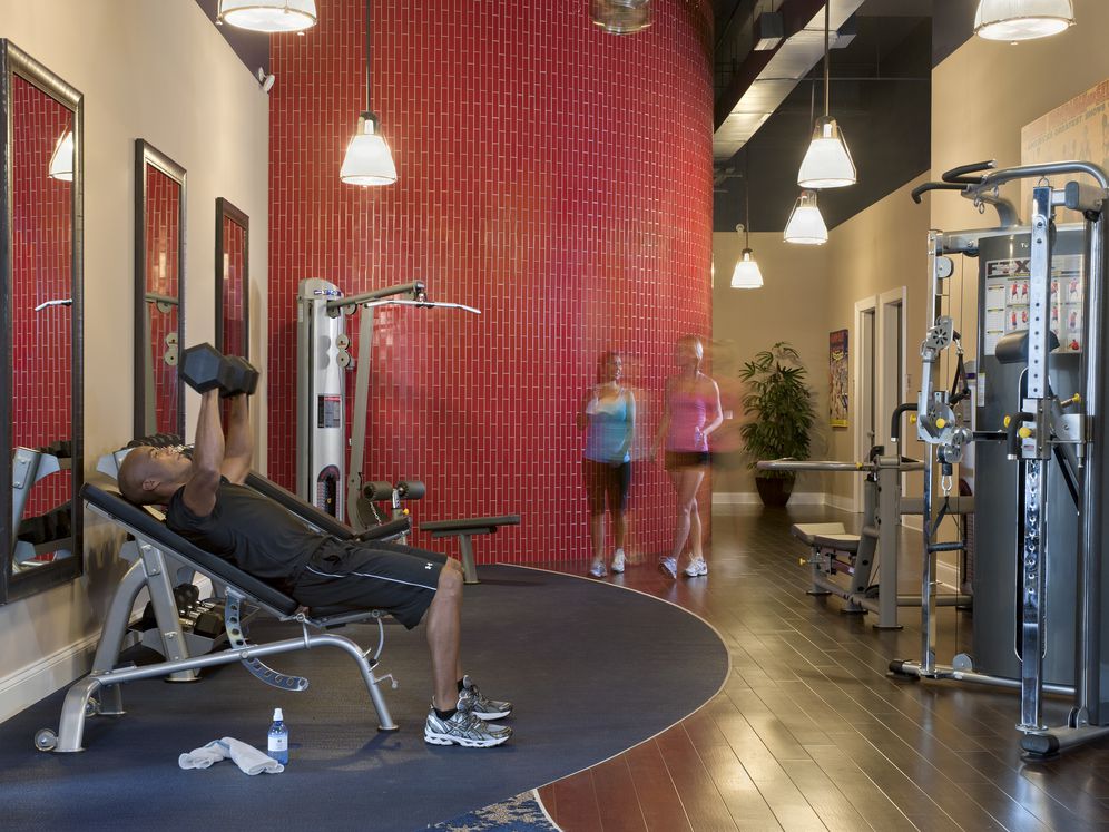 Fitness center with strength equipment