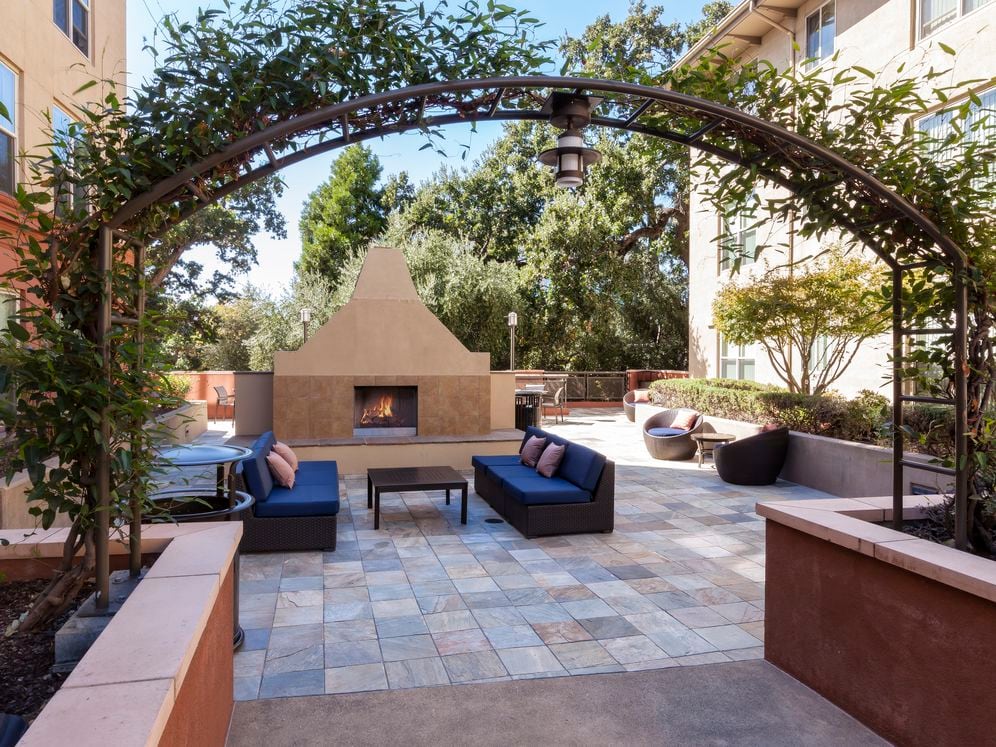 Phase I Courtyard with Fireplace and Lounge Seating