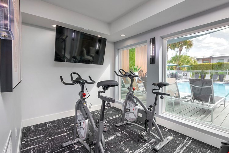 Our fitness center also features spinning bikes.