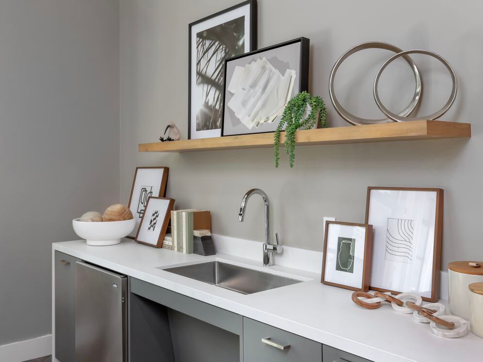 Coworking lounge with entertaining kitchenette