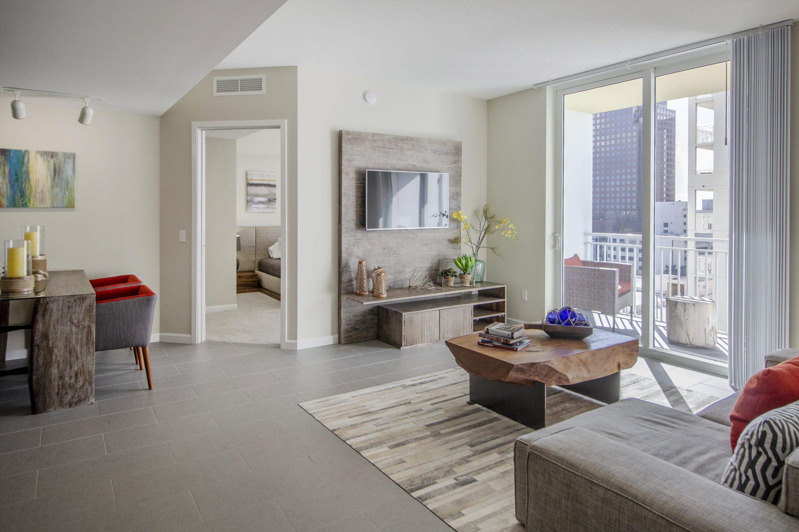 High Rise luxury rental apartments overlooking the New River in Fort Lauderdale, Florida near Las Olas Blvd.