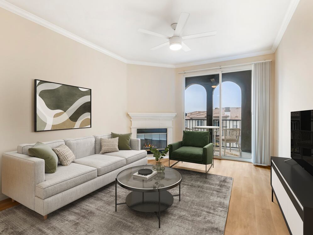 Classic Package II living room with upgraded hard surface flooring