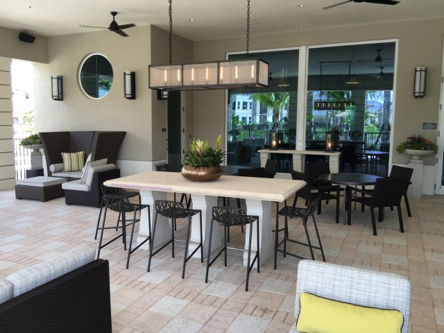 Outdoor covered clubhouse patio