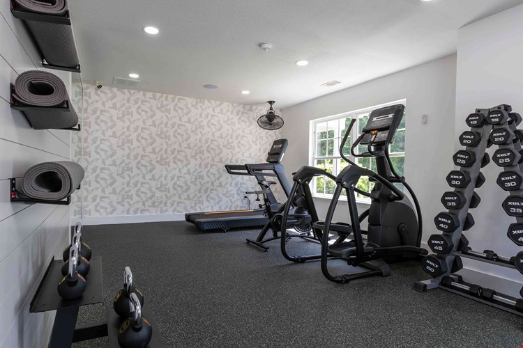 Get a full work out in our fitness center, complete with cardio equipment, free weights, yoga mats, and more!