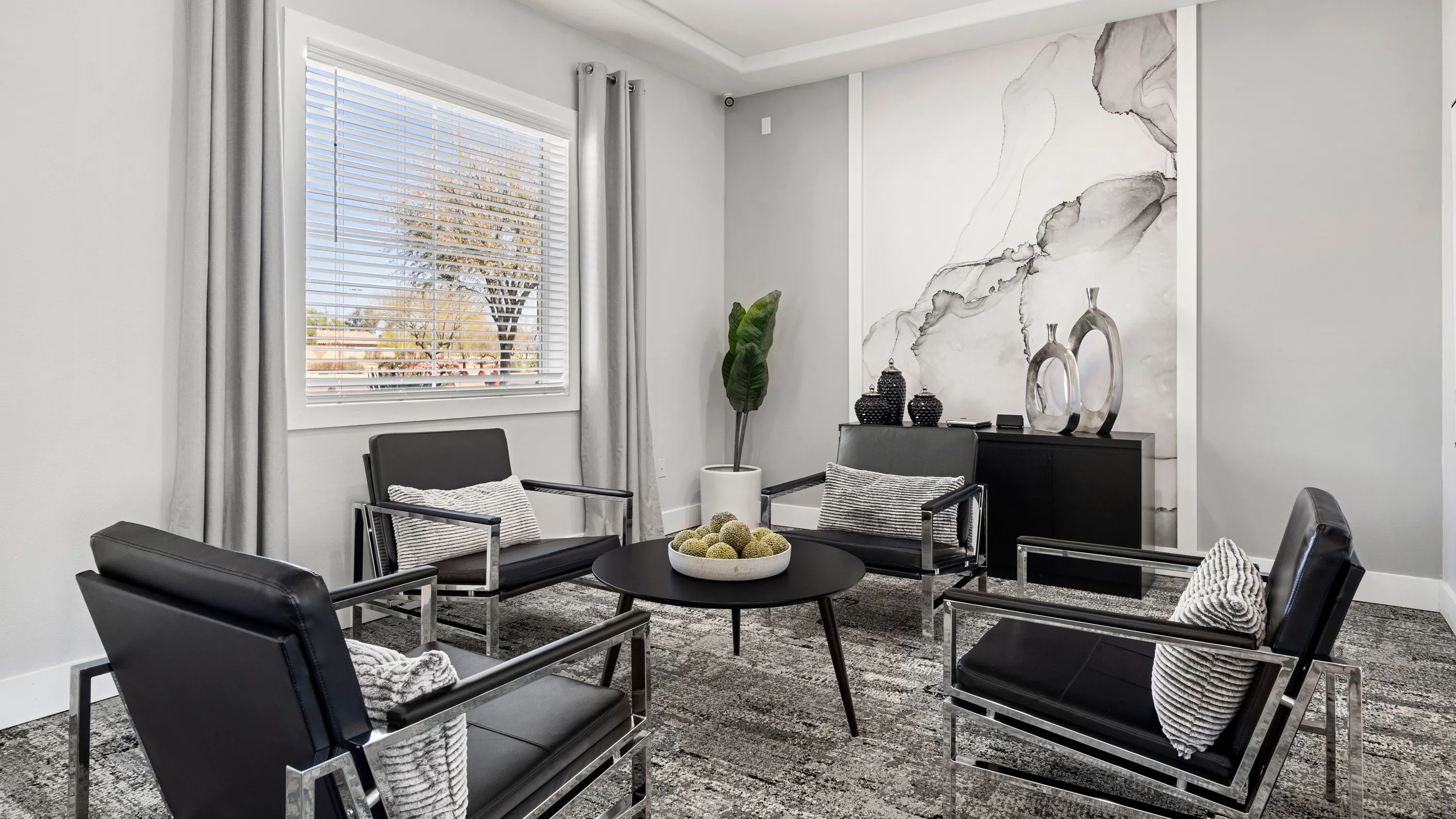 Savor complimentary coffee in our cozy leasing center, where a contemporary ambiance greets you at every corner.