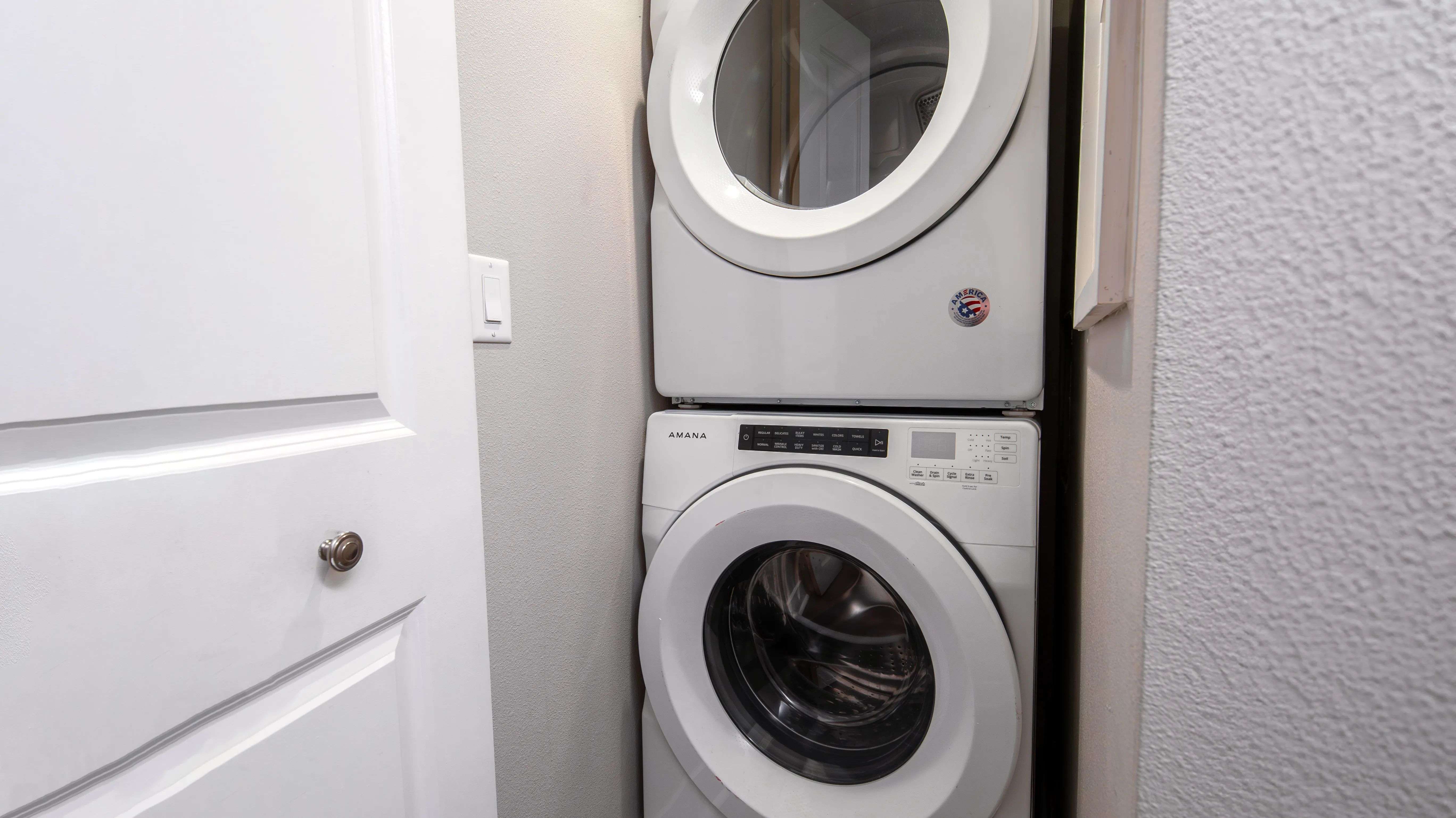 Each apartment home features a modern stackable washer and dryer for your convenience, making laundry day hassle-free and efficient for your everyday routine.