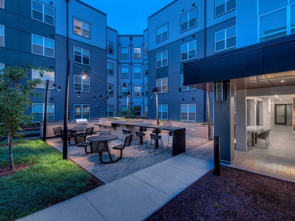 Main courtyard and outdoor lounge areas