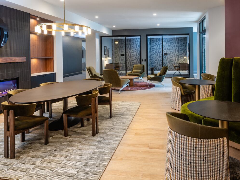 Building 100 Work lounge with multiple seating areas