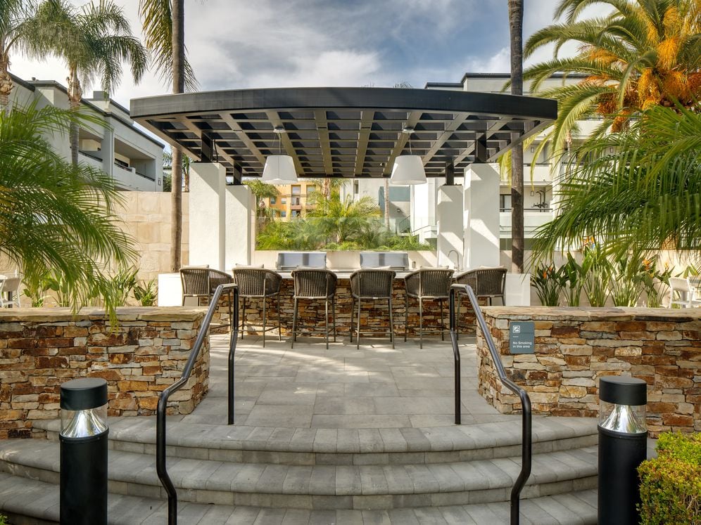 Outdoor kitchen and grill area