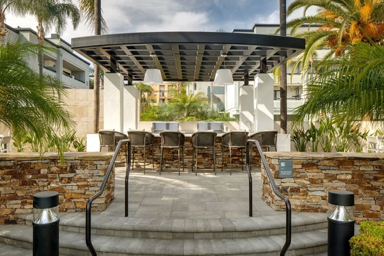 Outdoor kitchen and grill area