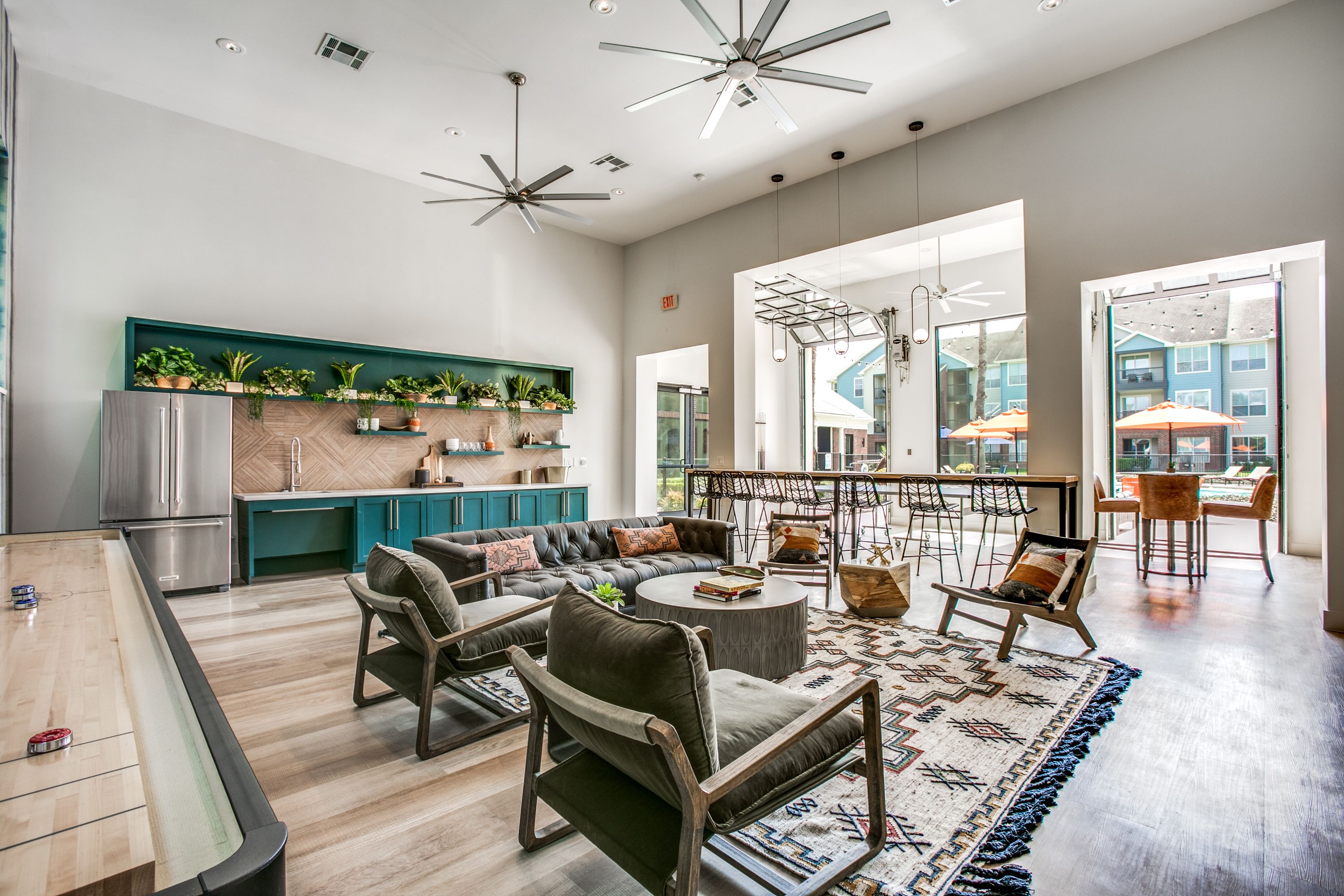 Clubroom with tons of seating room.
