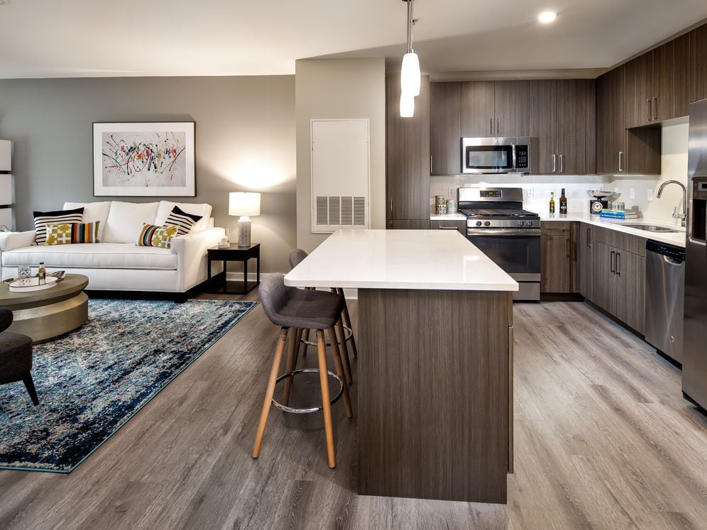 Avalon Package kitchen and living room with hard surface flooring