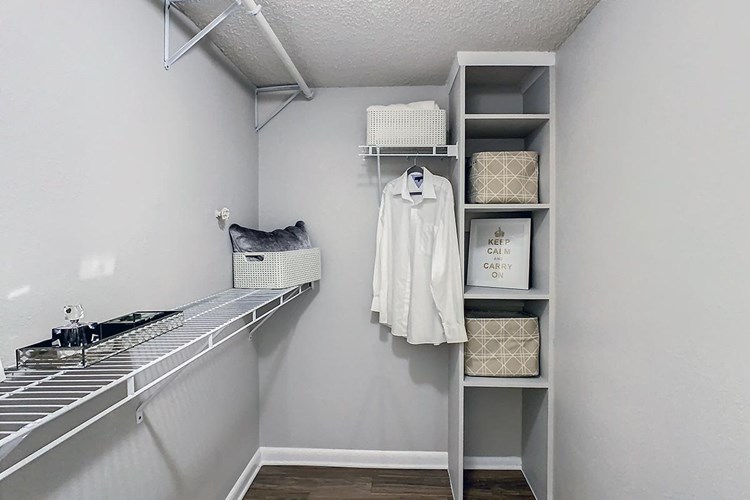 Enjoy your spacious walk-in closet with built-in organizers.