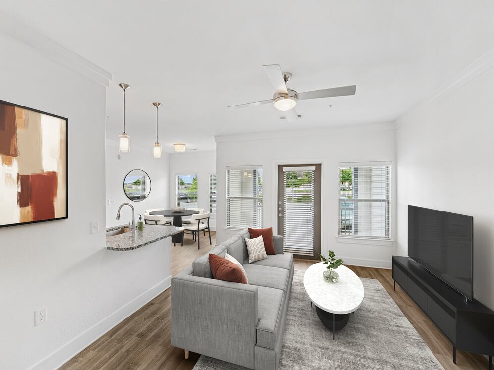 Living room with hard surface flooring
