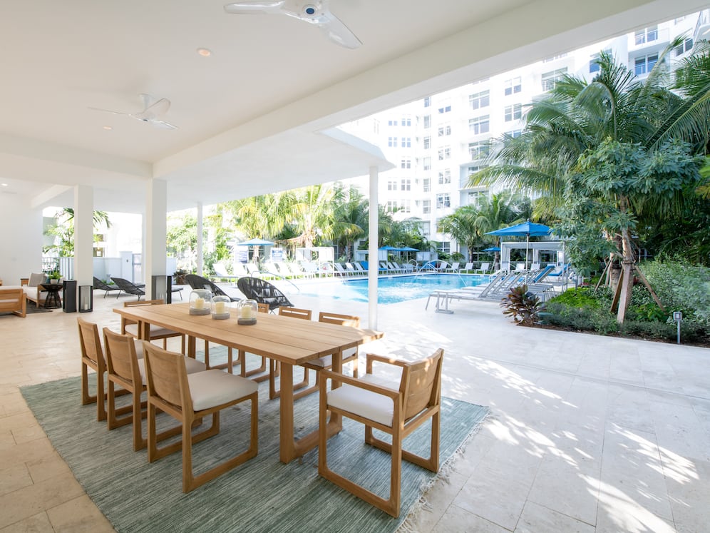 Outdoor kitchenette with seating