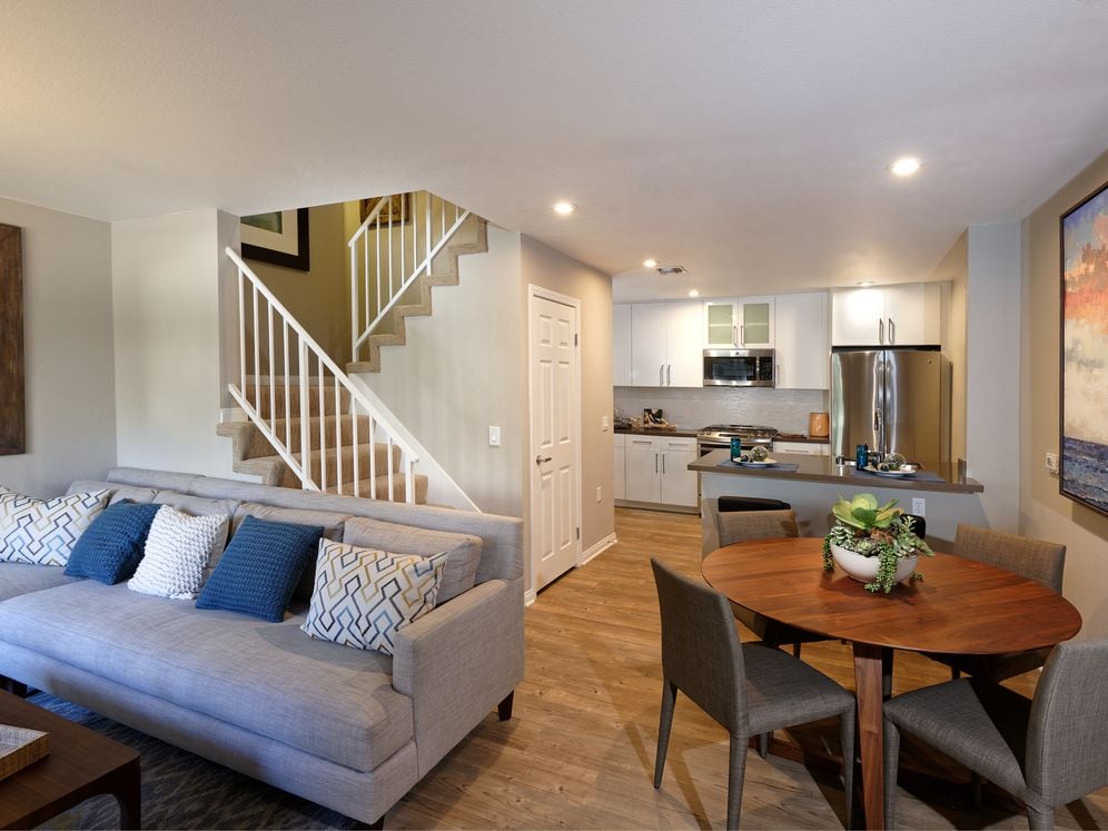 Living Area Dining Area and Kitchen