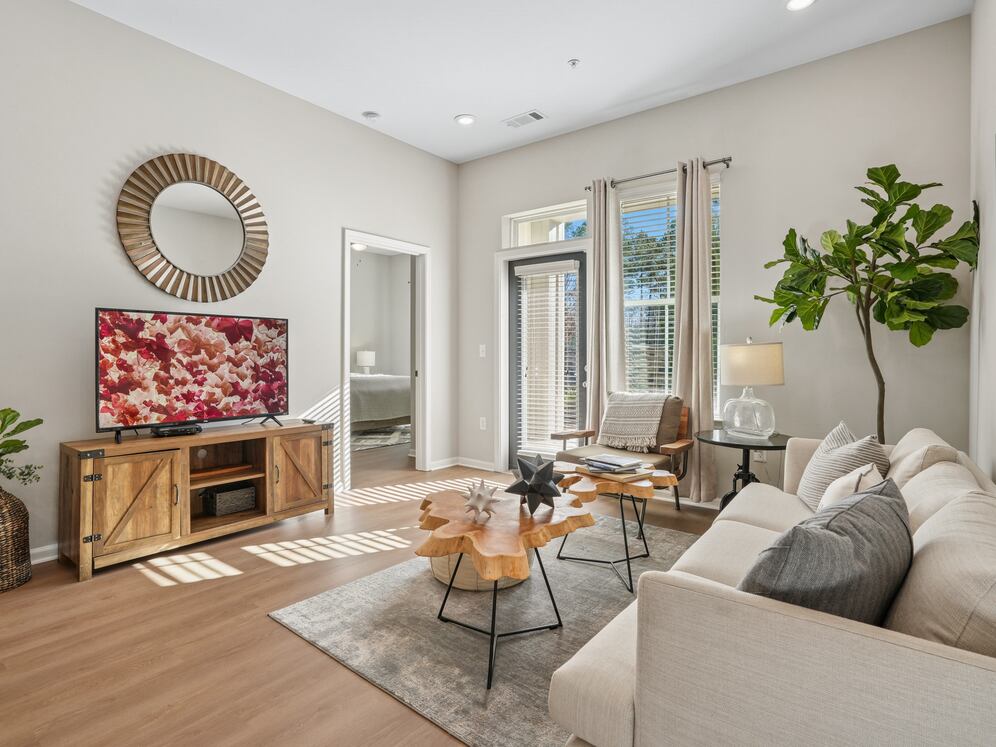 Living room with hard surface flooring
