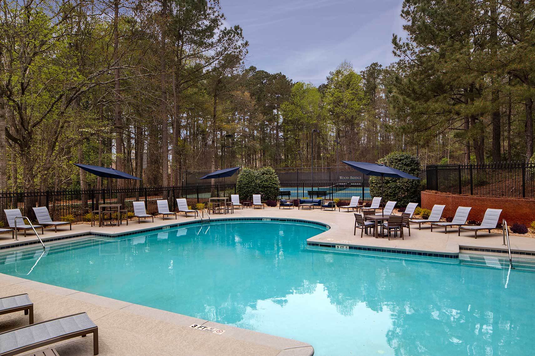 Large sparkling pool with sundeck