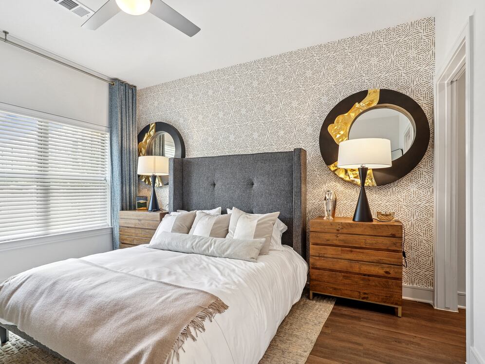 Bedroom with hard surface flooring