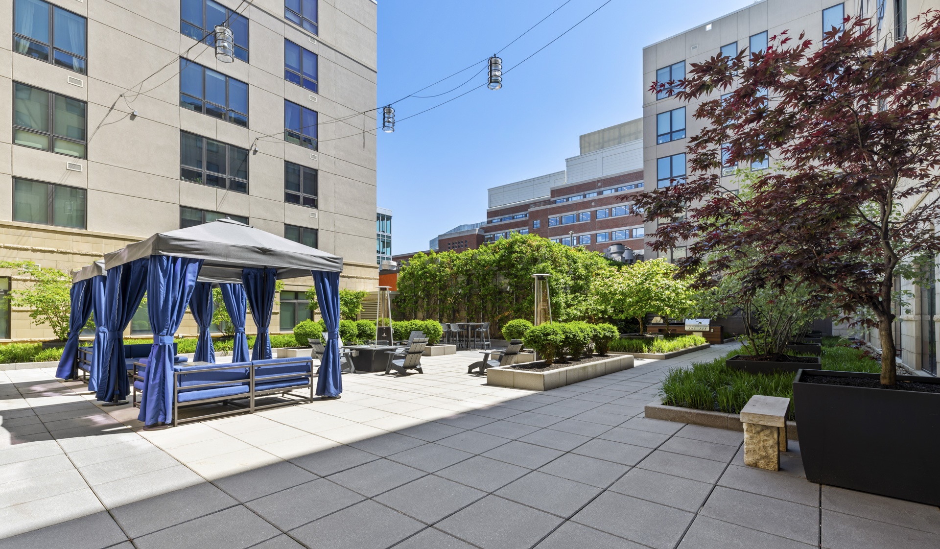 Host a barbecue with friends at the outside courtyard