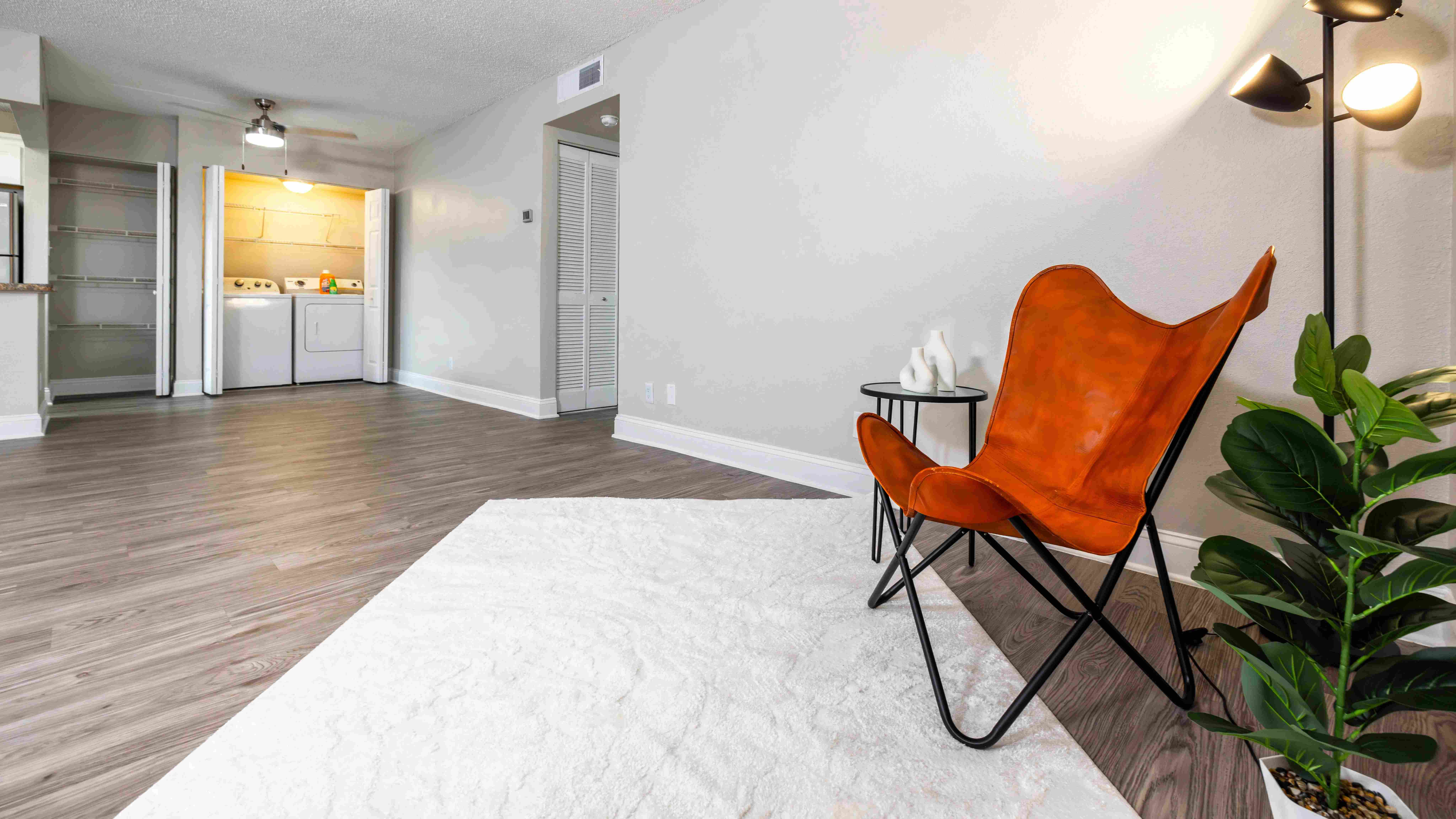 Enjoy abundant storage with a bonus pantry and overhead custom shelving.