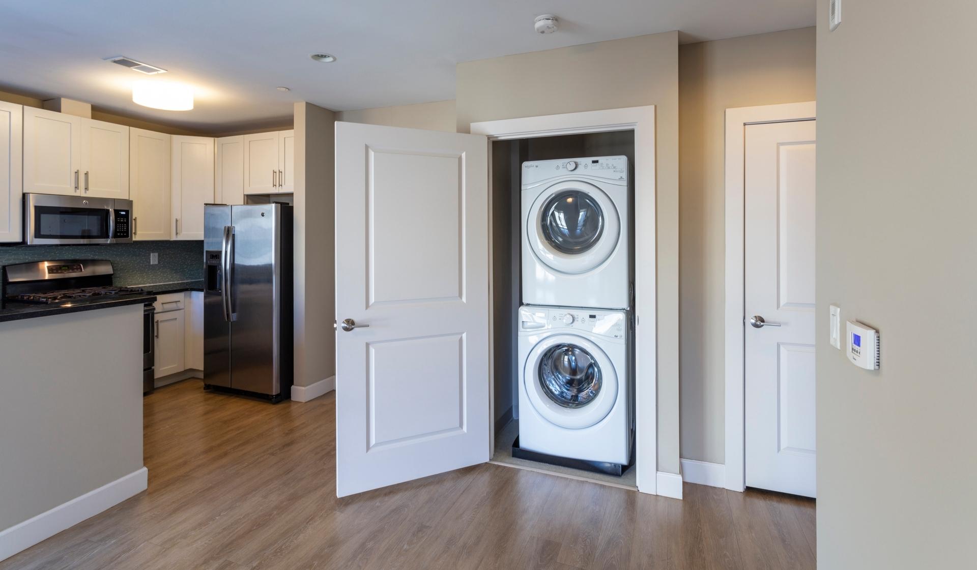 Each home is has in-unit stacked laundry