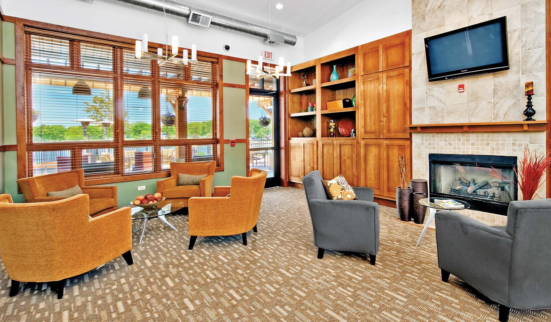 Beautiful clubhouse with flat screen TV and Wi-Fi