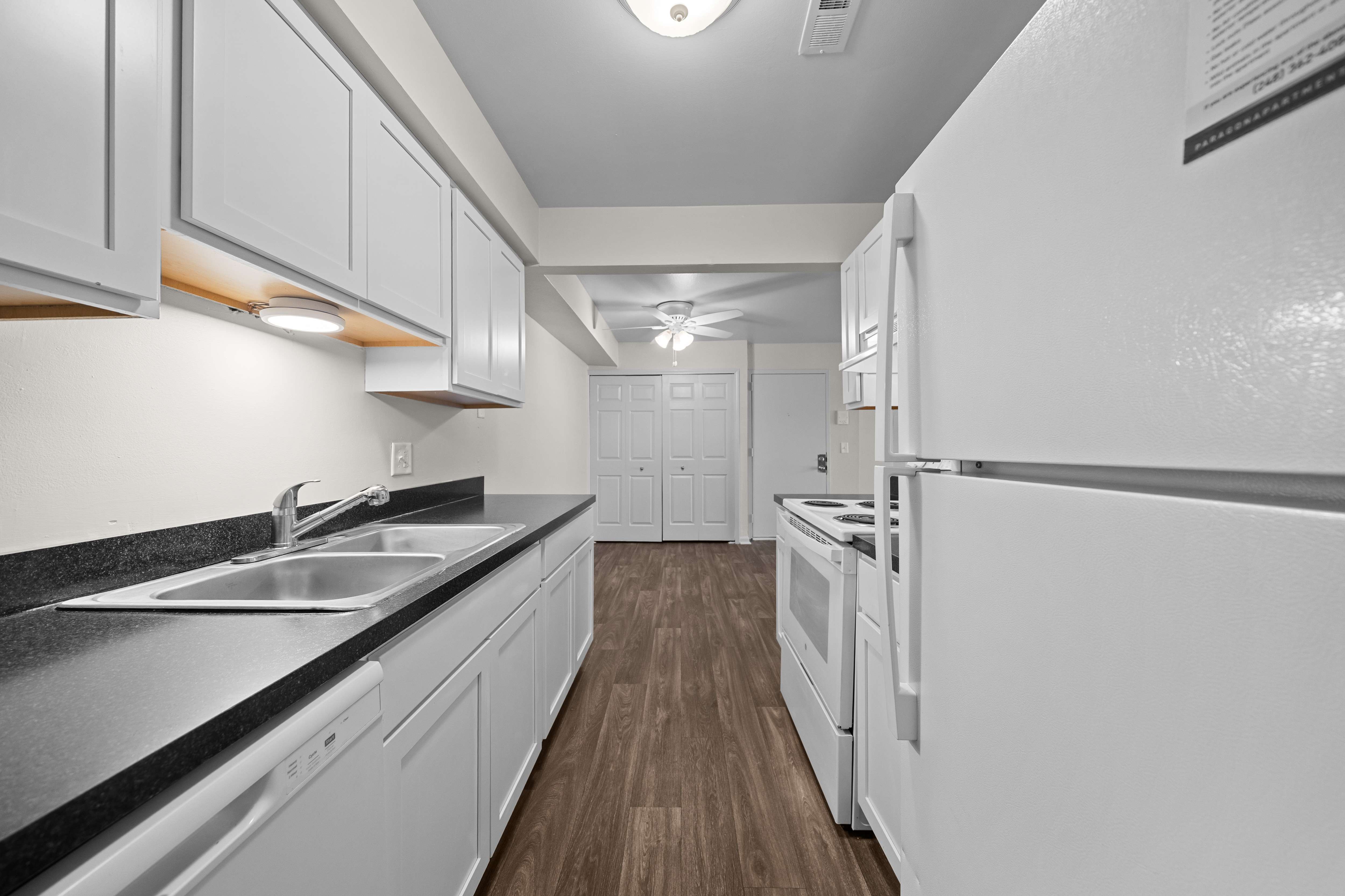 Modern kitchen at Three Oaks Apartments in Troy, MI