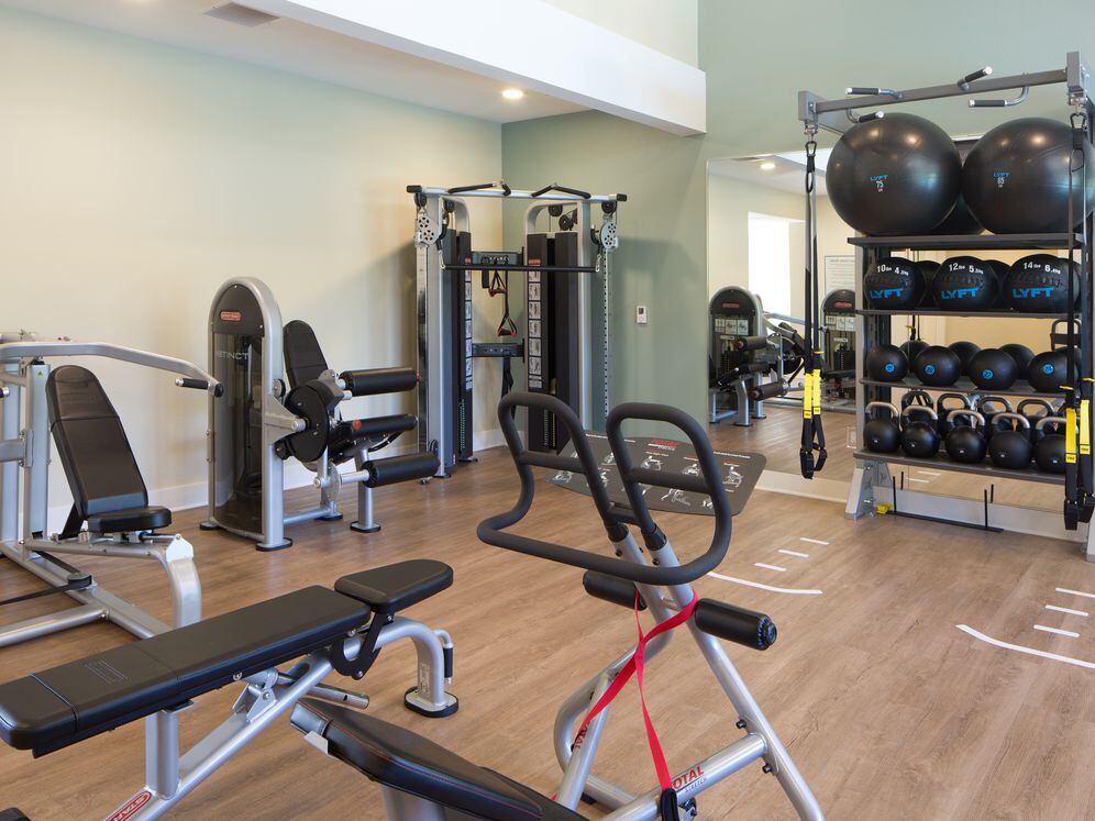 Fitness center with strength equipment