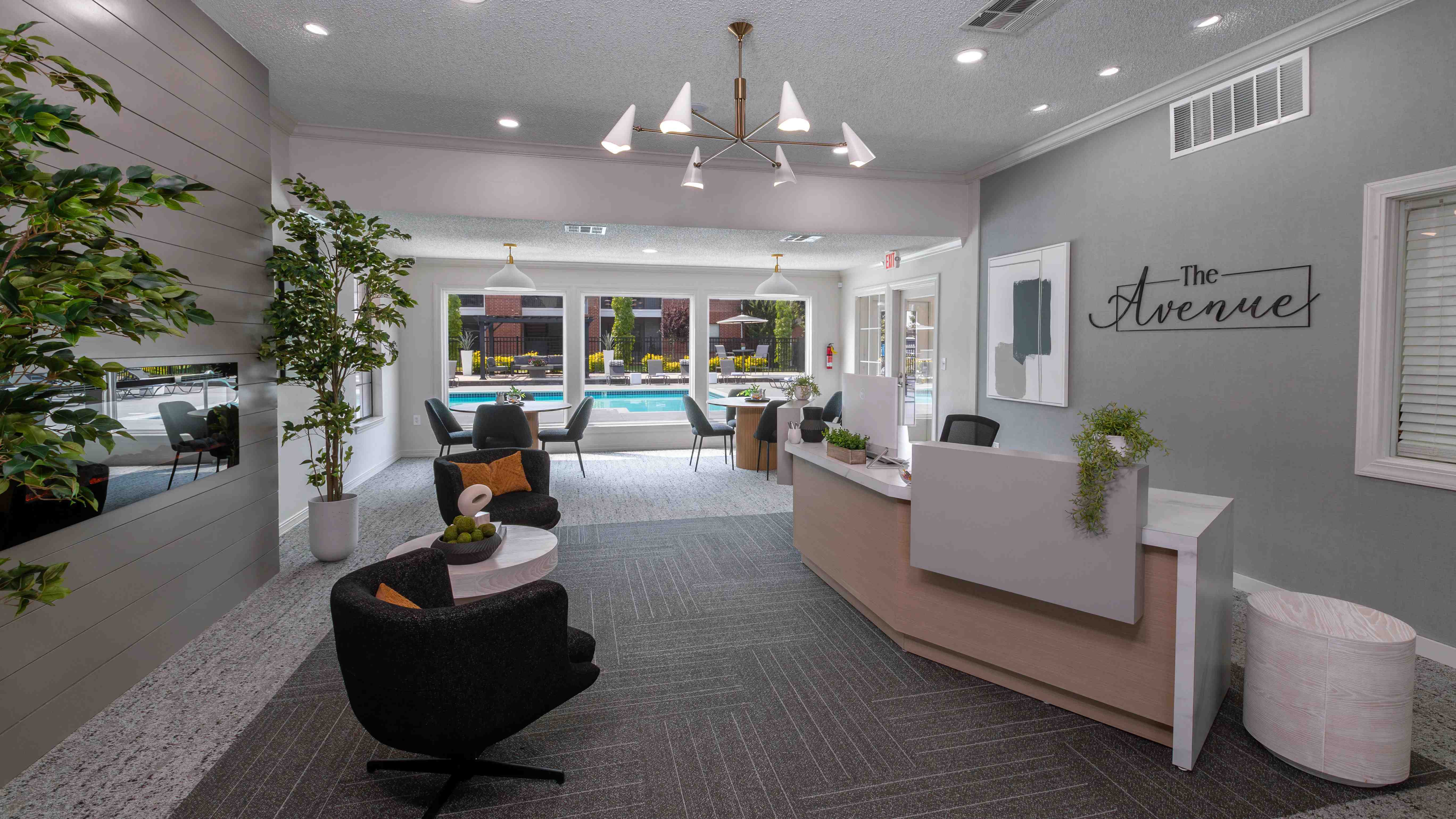 The Avenue's stylish leasing center offers a perfect spot to relax and discuss your new home with our staff.