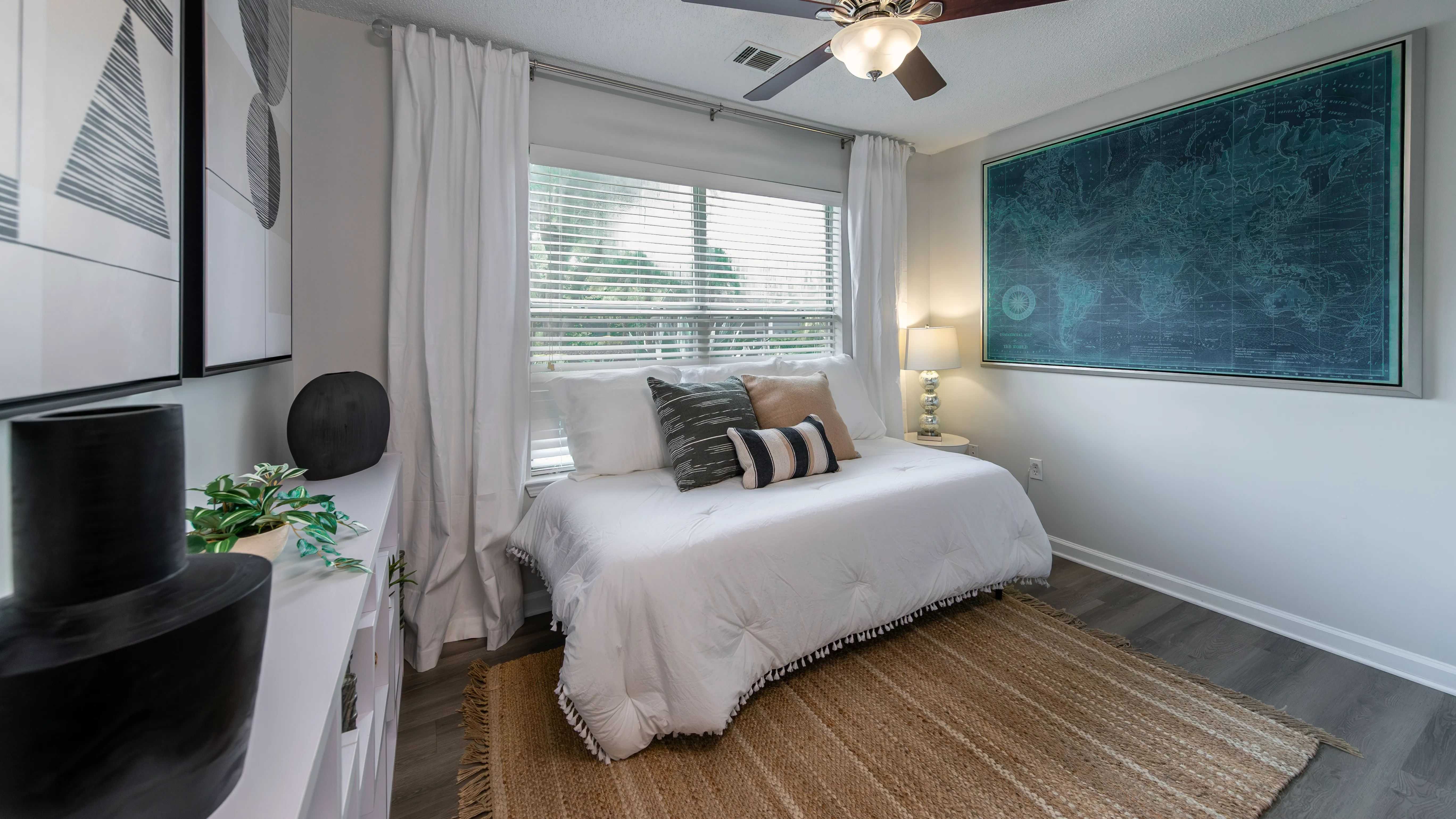 Our bedrooms feature multi-speed ceiling fans for your comfort.