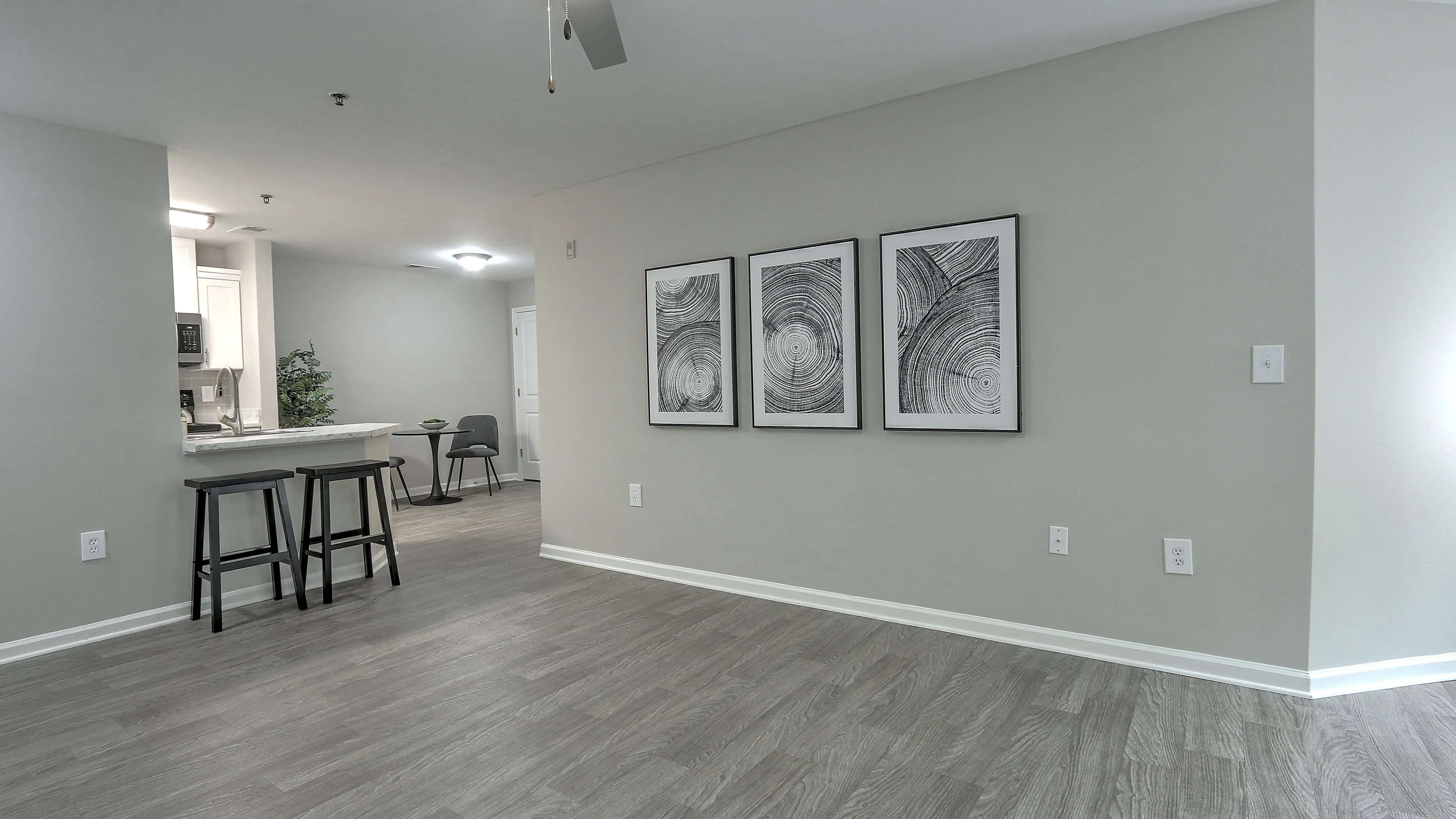 Spacious living and dining areas offer endless possibilities for seating and entertainment.