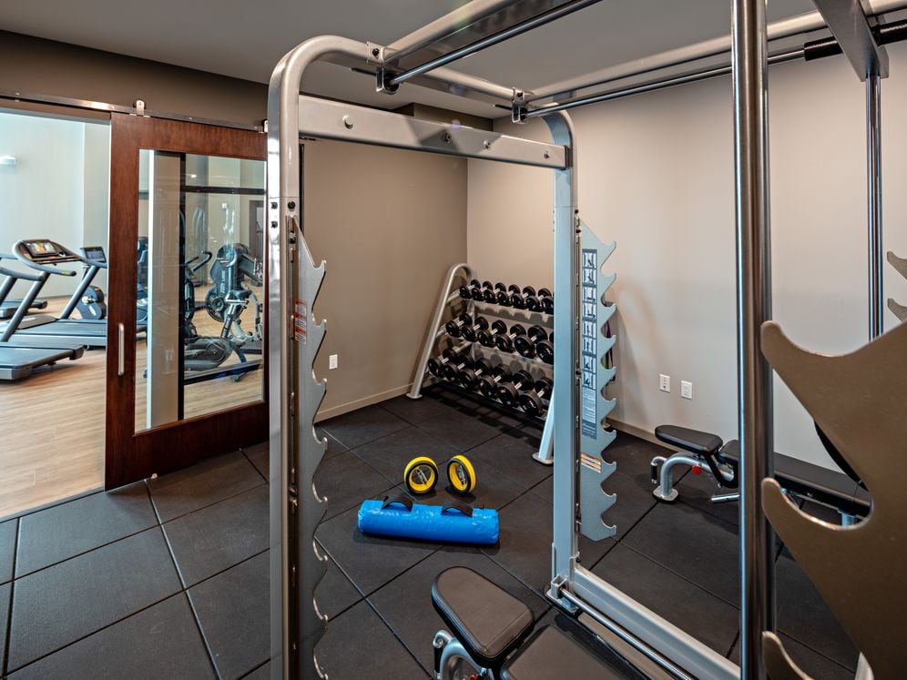 Fitness center with free weights